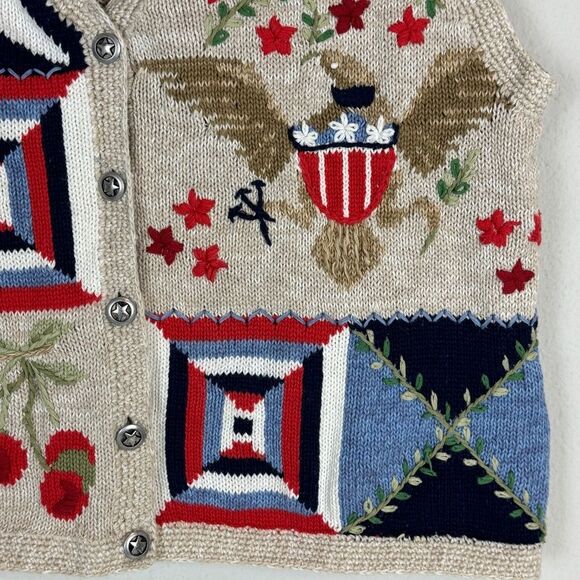 Vintage Northern Isles Petites Hand-embroidered Vest Americana PS - Picture 3 of 10